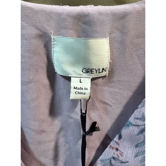 Greylin Women's Floral V-Neck Blouse Purple Long Sleeve Size L - Picture 6 of 16